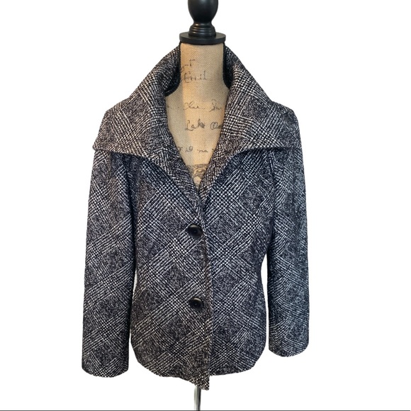 TALBOTS women wool blend coat black/white size 14 - Picture 7 of 11